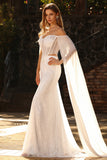 Robe de bal longue de bal à paillettes en forme de sirène perlée de perles blanches