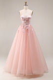 Corset en tulle à longueur à bretelles fines à bretelles fines en blush à blush