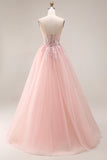 Corset en tulle à longueur à bretelles fines à bretelles fines en blush à blush
