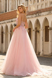 Corset en tulle à longueur à bretelles fines à bretelles fines en blush à blush