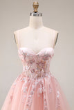 Corset en tulle à longueur à bretelles fines à bretelles fines en blush à blush