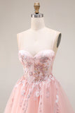 Corset en tulle à longueur à bretelles fines à bretelles fines en blush à blush