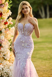Corset de bal bustier en dentelle sirène violette avec des fleurs 3D