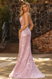 Robe longue de bal de promo à perles transparentes en corset à fard scintillant