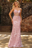 Robe longue de bal de promo à perles transparentes en corset à fard scintillant