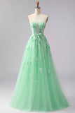 Corset de bal longue convertible, longue robe de bal à manches en tulle à ligne A à blush