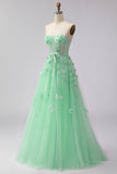 Corset de bal longue convertible, longue robe de bal à manches en tulle à ligne A à blush