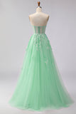 Corset de bal longue convertible, longue robe de bal à manches en tulle à ligne A à blush