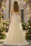 Corset Lilas A Line Sequins, Tulle Longue robe de bal à manches longues