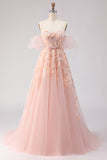 Robe longue de bal en tulle perlé à gros hauts à joues à épaules dénudées, manches amovibles