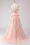 Robe longue de bal en tulle perlé à gros hauts à joues à épaules dénudées, manches amovibles
