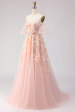 Robe longue de bal en tulle à perles perlées violette avec manches amovibles
