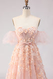 Robe longue de bal en tulle perlé à gros hauts à joues à épaules dénudées, manches amovibles