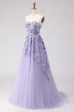 Robe longue de bal en tulle à perles perlées violette avec manches amovibles