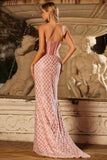 Corset Sweetheart Mermaid Blush long perlé avec perles et paillettes