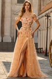 Robe longue de bal longue décapotable fleurie dénudée à l’épaule