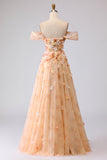 Robe longue de bal longue décapotable fleurie dénudée à l’épaule
