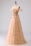 Robe longue de bal longue décapotable fleurie dénudée à l’épaule