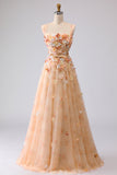 Robe longue de bal longue décapotable fleurie dénudée à l’épaule
