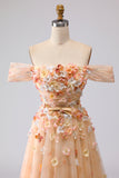 Robe longue de bal longue décapotable fleurie dénudée à l’épaule