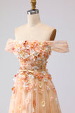 Robe longue de bal longue décapotable fleurie dénudée à l’épaule