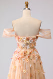 Robe longue de bal longue décapotable fleurie dénudée à l’épaule