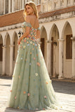Robe longue de bal longue décapotable fleurie dénudée à l’épaule