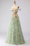 Robe longue de bal longue décapotable fleurie dénudée à l’épaule