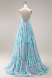 Une robe de bal longue robe de bal en mousseline fleur rose rose A à volants