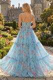 Une robe de bal longue robe de bal en mousseline fleur rose rose A à volants