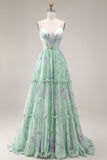 Une robe de bal longue robe de bal en mousseline fleur rose rose A à volants