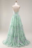 Une robe de bal longue robe de bal en mousseline fleur rose rose A à volants