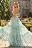 Une robe de bal longue robe de bal en mousseline fleur rose rose A à volants