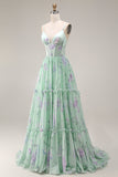 Une robe de bal longue robe de bal en mousseline fleur rose rose A à volants