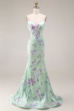 Robe de bal longue à bretelles fines en forme de fleur rose bleu rose