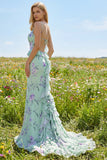 Robe de bal longue à bretelles fines en forme de fleur rose bleu rose