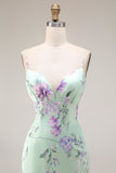 Robe de bal longue à bretelles fines en forme de fleur rose bleu rose