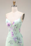 Robe de bal longue à bretelles fines en forme de fleur rose bleu rose