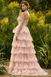 Robe de bal longue à paillettes, corset à fausses à niveaux, corset à hauts rangées à hauts rangés