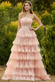 Robe de bal longue à paillettes, corset à fausses à niveaux, corset à hauts rangées à hauts rangés