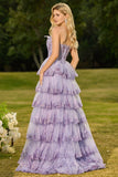 Robe de bal longue à paillettes, corset à fausses à niveaux, corset à hauts rangées à hauts rangés