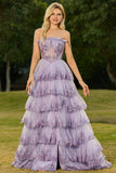 Robe de bal longue à paillettes, corset à fausses à niveaux, corset à hauts rangées à hauts rangés