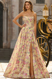 Corset sans bretelles en ligne A-line A-Shoulderless Robe de bal longue avec fente