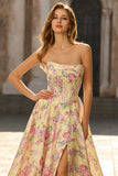 Corset sans bretelles en ligne A-line A-Shoulderless Robe de bal longue avec fente