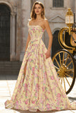 Corset sans bretelles en ligne A-line A-Shoulderless Robe de bal longue avec fente