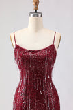 Robe de bal longue de bal en dentelle rose rose scintillante avec paillettes et fente