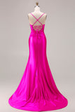 Robe de bal longue à la découpe satin satin plissée, nœud, avec fente