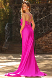 Robe de bal longue à la découpe satin satin plissée, nœud, avec fente
