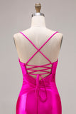 Robe de bal longue à la découpe satin satin plissée, nœud, avec fente