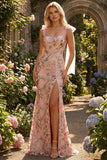 Robe longue de bal de bal ajustée en perles à paillettes, fleurie, avec des nœuds sur les épaules